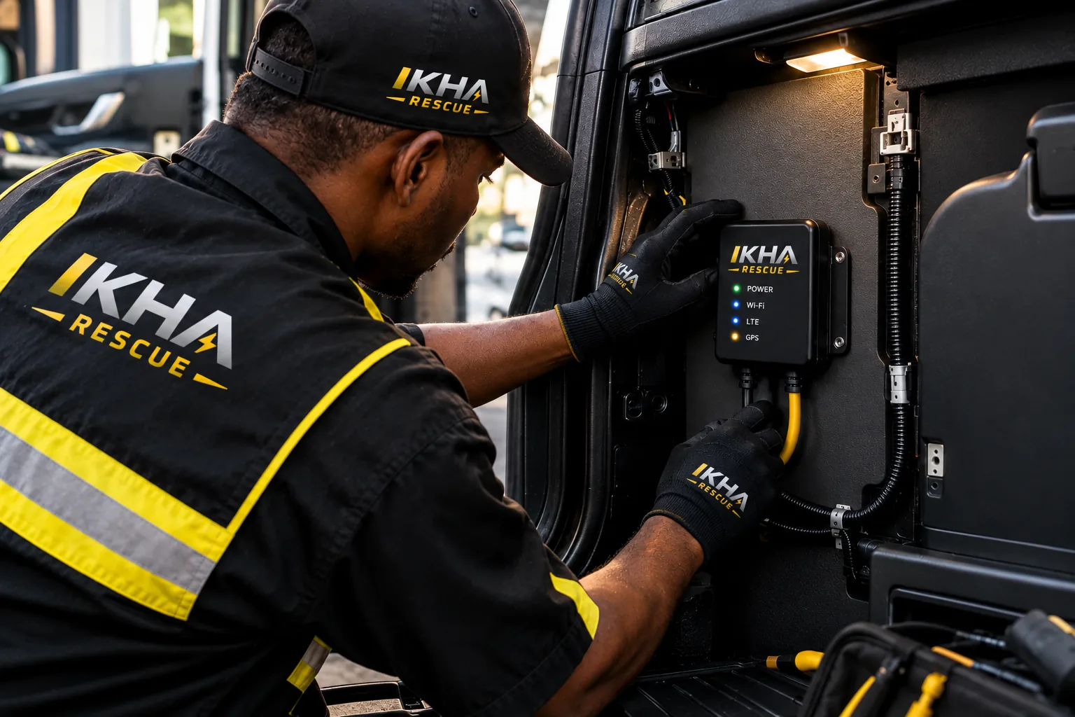 Smart Battery Monitor installed behind a protective panel with secure cable routing