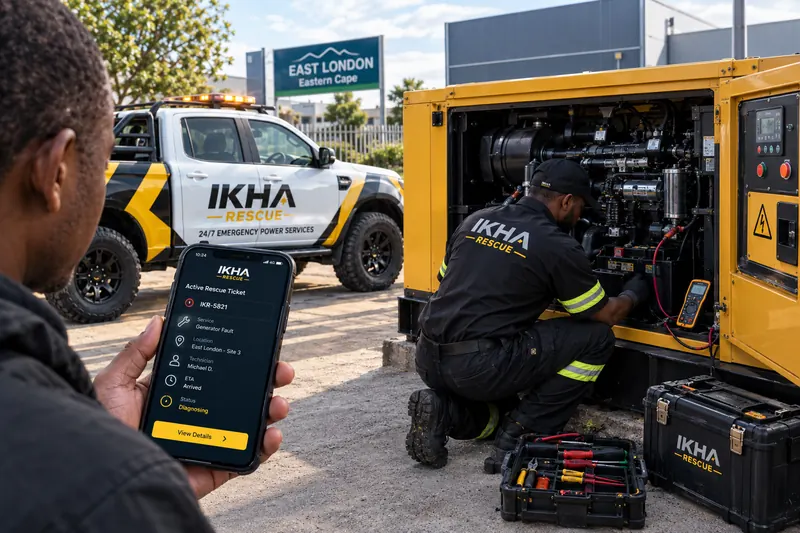IKHA technician servicing a standby generator