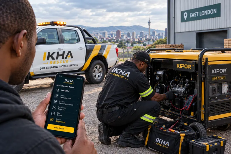 IKHA technician supporting a business fleet's standby power equipment